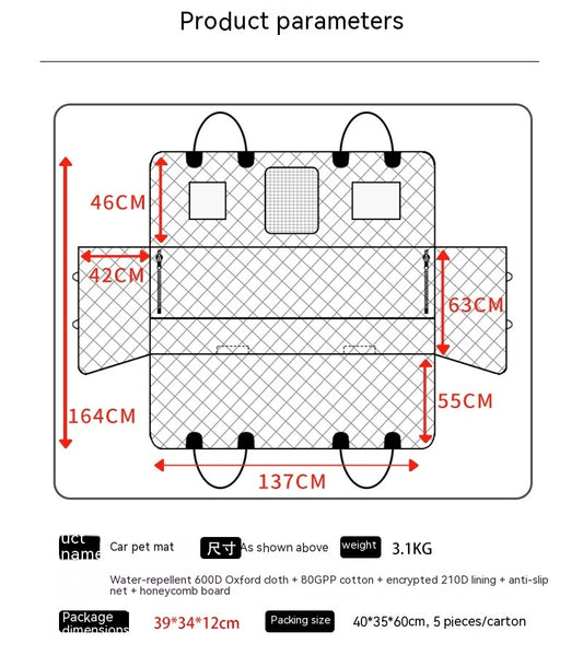 600D Oxford Cloth Waterproof Surrounded Lengthened Load Bearing Car Pet Mat