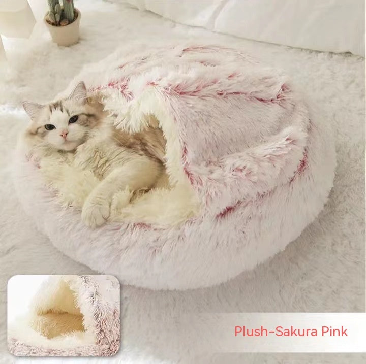 Plush Round Dog and Cat Bed for Winter Comfort