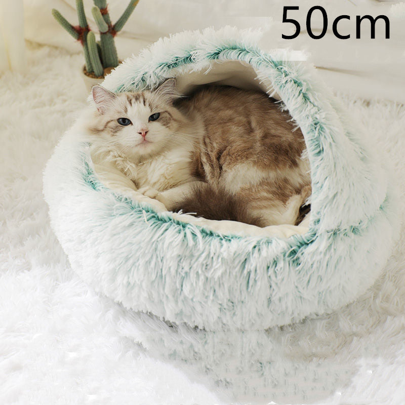 Plush Round Dog and Cat Bed for Winter Comfort