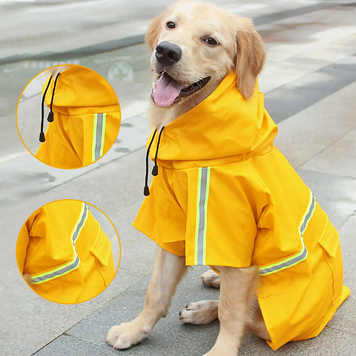 Waterproof Dog Raincoat Reflective Hooded Jacket for Pets