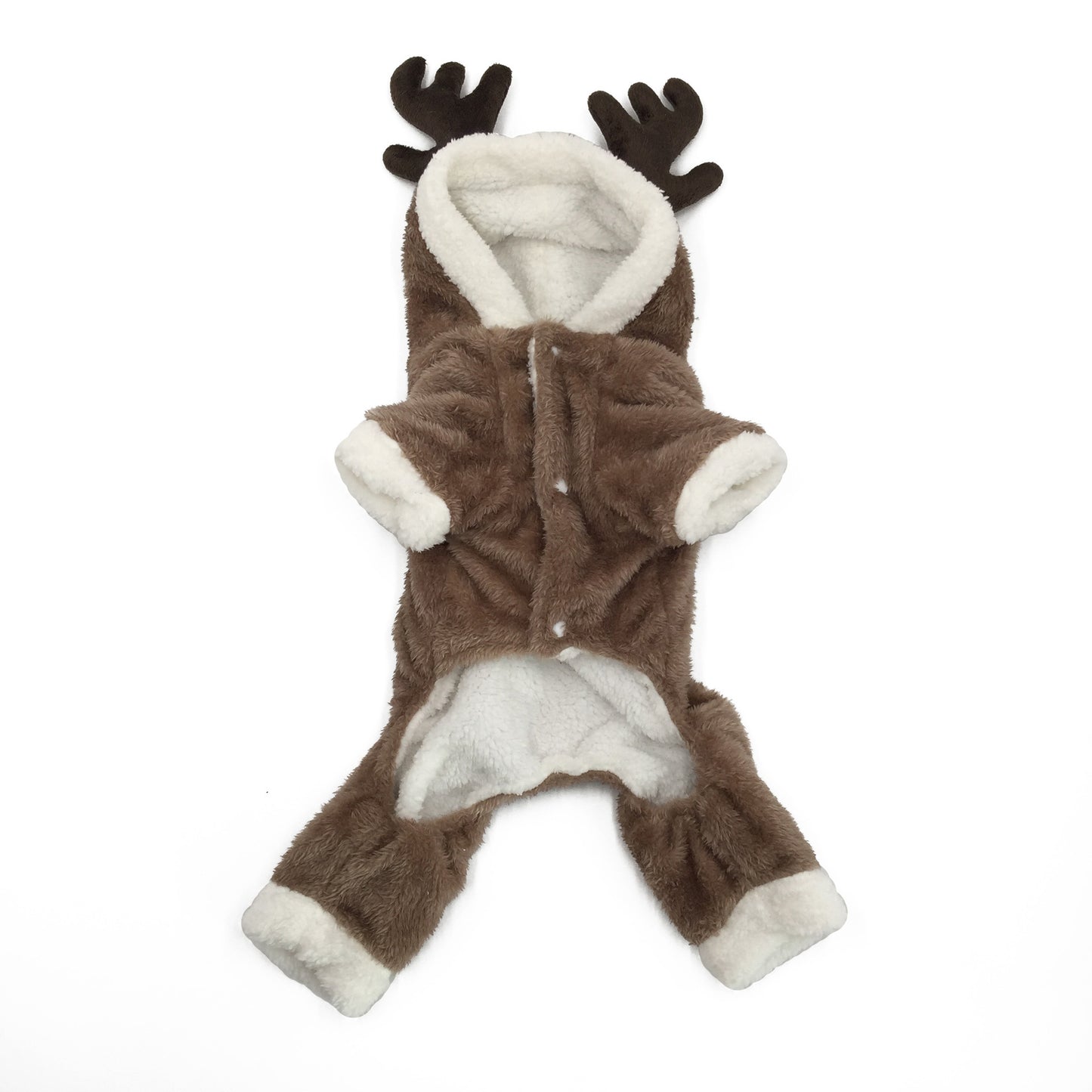 Christmas Elk Dog Hoodie Warm Coral Fleece Winter Pet Clothes