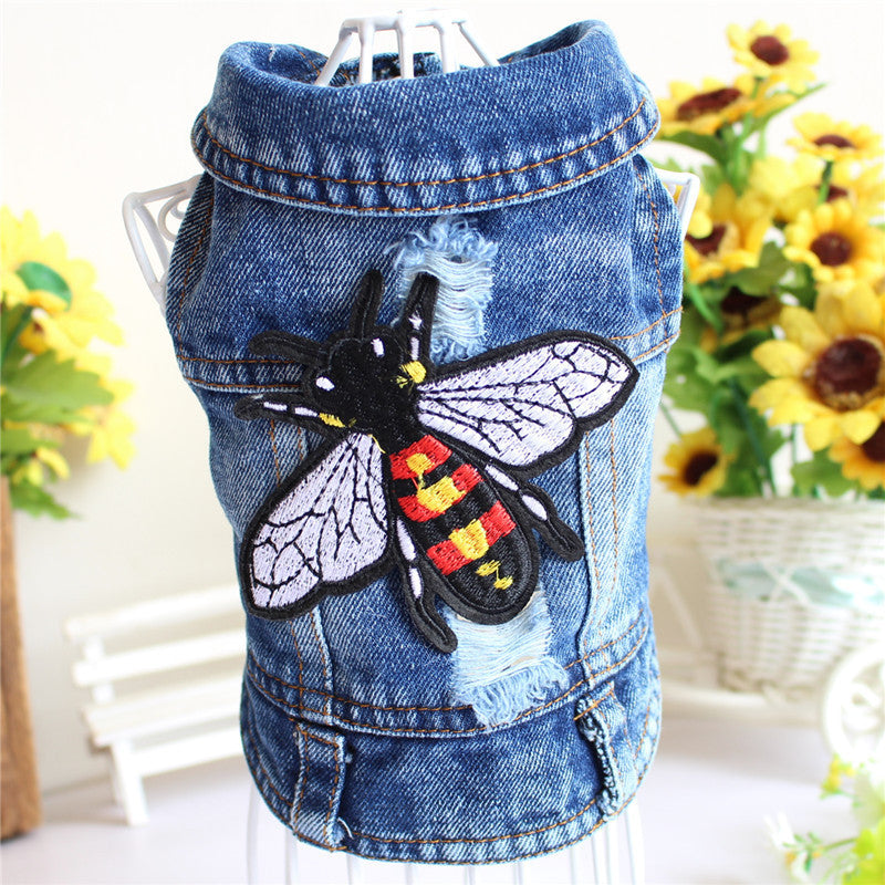 Designer Dog Denim Jacket Vest Coat for Small Dogs and Puppies