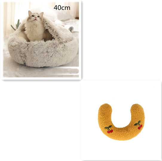 Plush Round Dog and Cat Bed for Winter Comfort