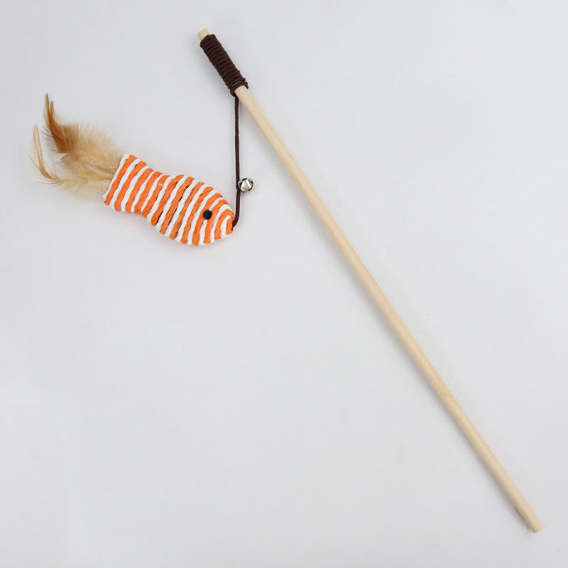 Pet Extension Feather Bells Tease Cat Pole Toys