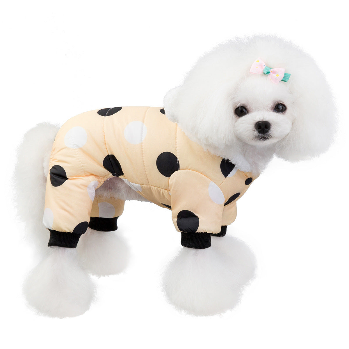 Warm Cotton Four-Legged Pet Coat Polka Dot Design for Winter