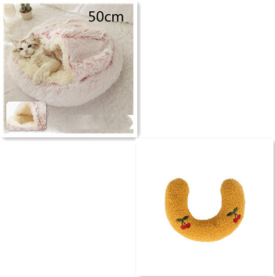 Plush Round Dog and Cat Bed for Winter Comfort