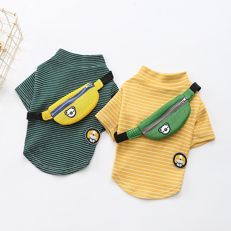 Striped T-Shirt Teddy Dog Pet Costume Comfortable Casual Outfit