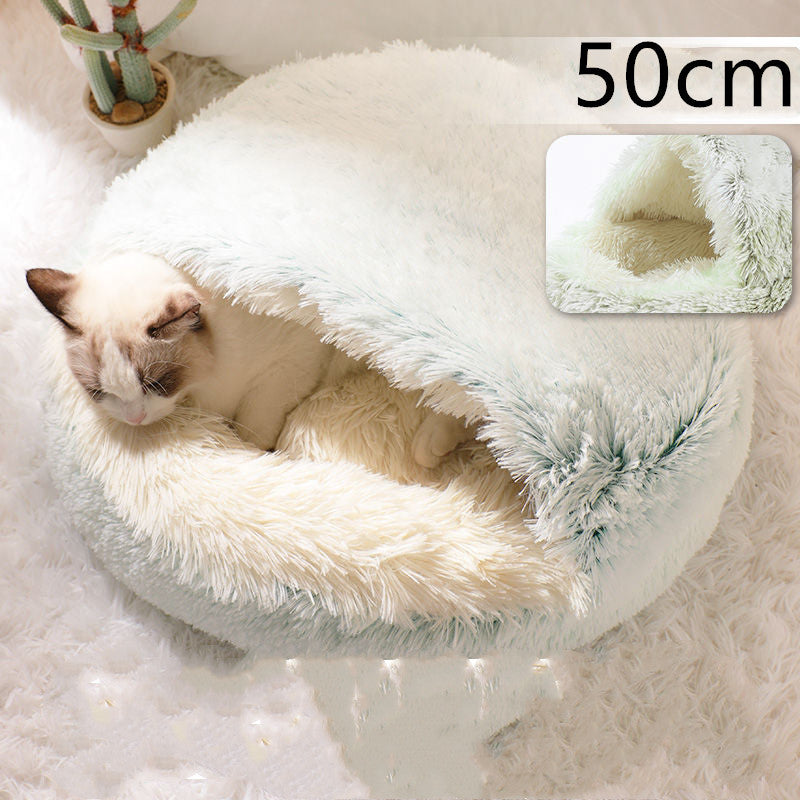 Plush Round Dog and Cat Bed for Winter Comfort