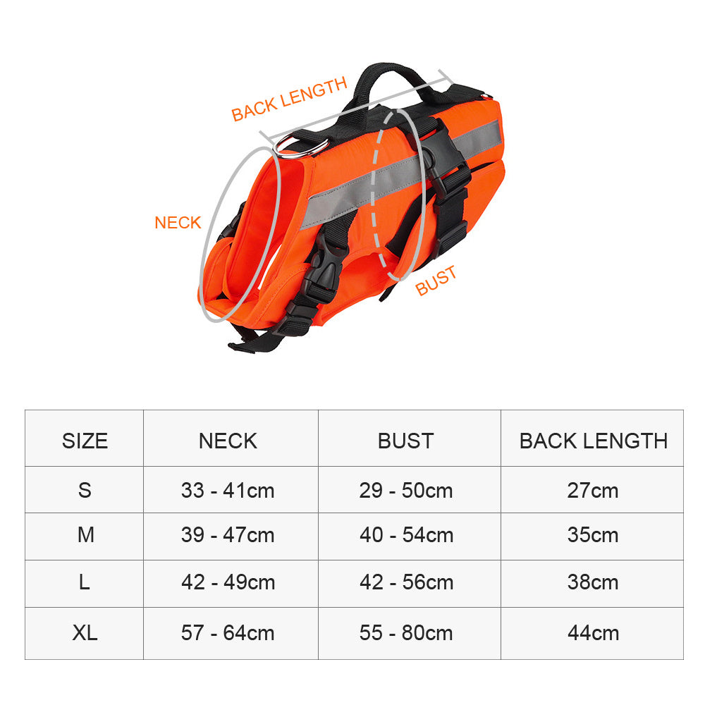 Reflective Dog Life Jacket with Buoyancy and Safety Features