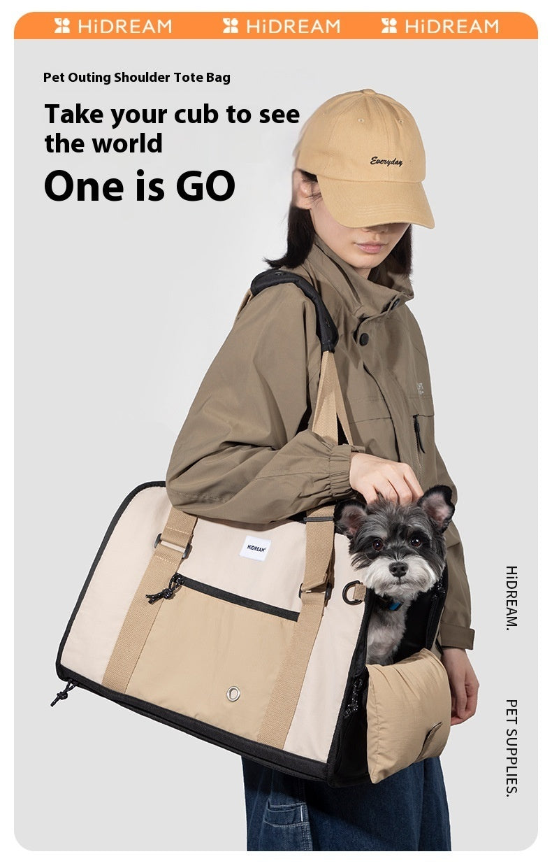 Outdoor Portable One-shoulder Crossbody Breathable Light Canvas Cat Bag Pet Bag