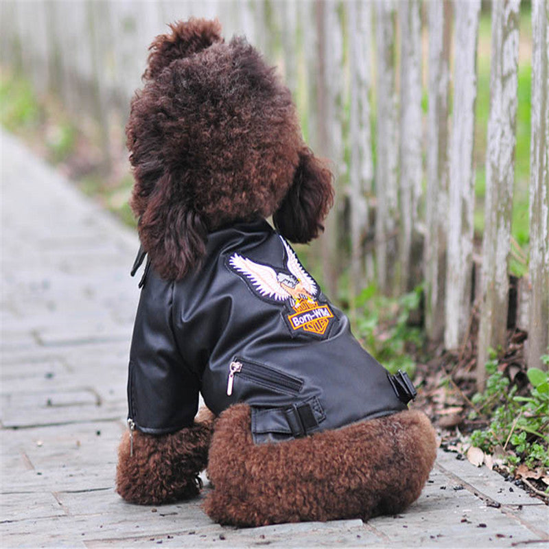 Puppy Leather Dog Coat – Stylish Chocolate Black Jacket for Your Furry Trio