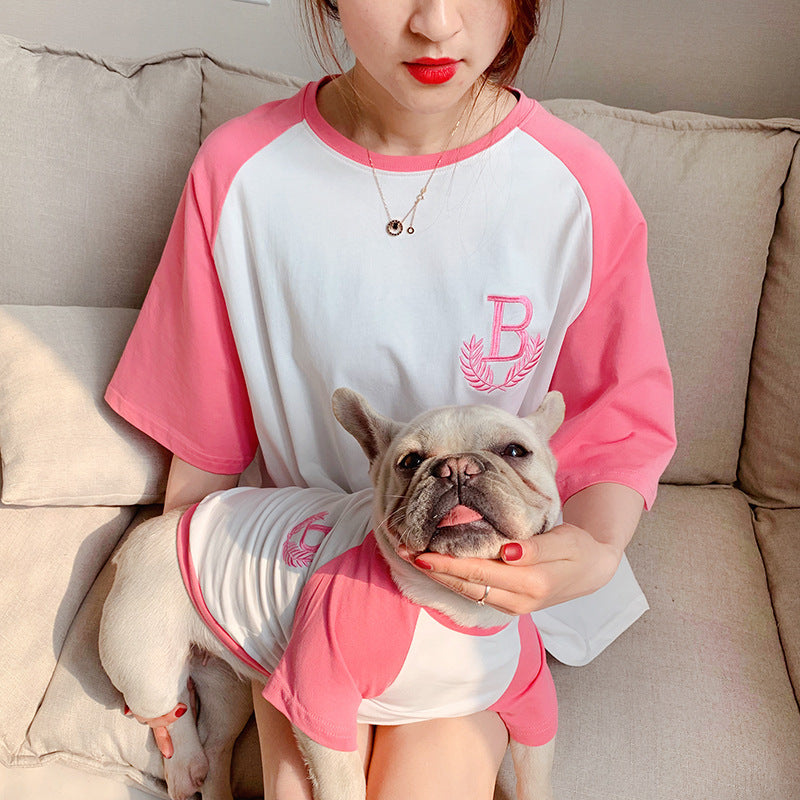 Parent-Child Dog Clothing Casual Short Sleeve Matching Set