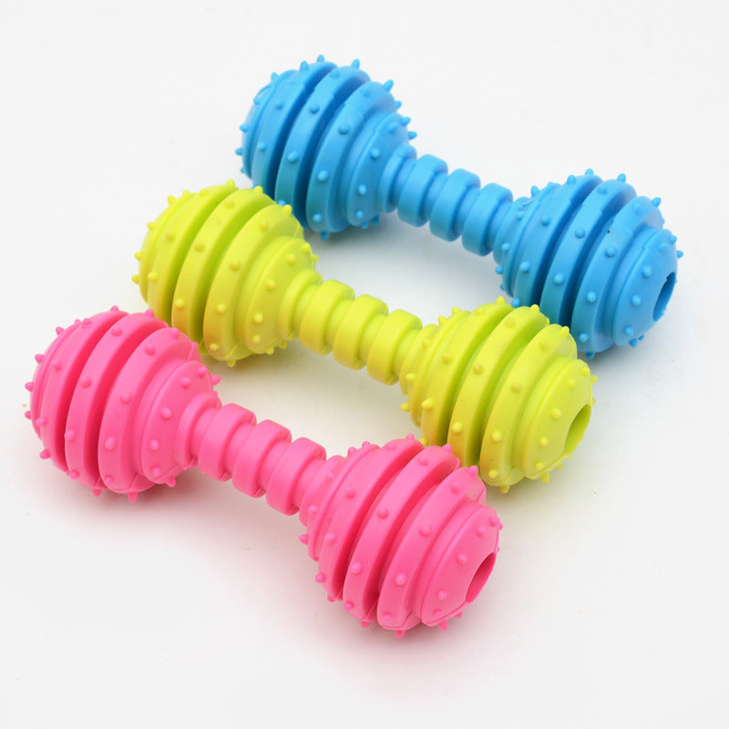 TPR Rubber Barbell Pet Toy with Spiked Ring – Durable and Fun Bite Toy for Pets