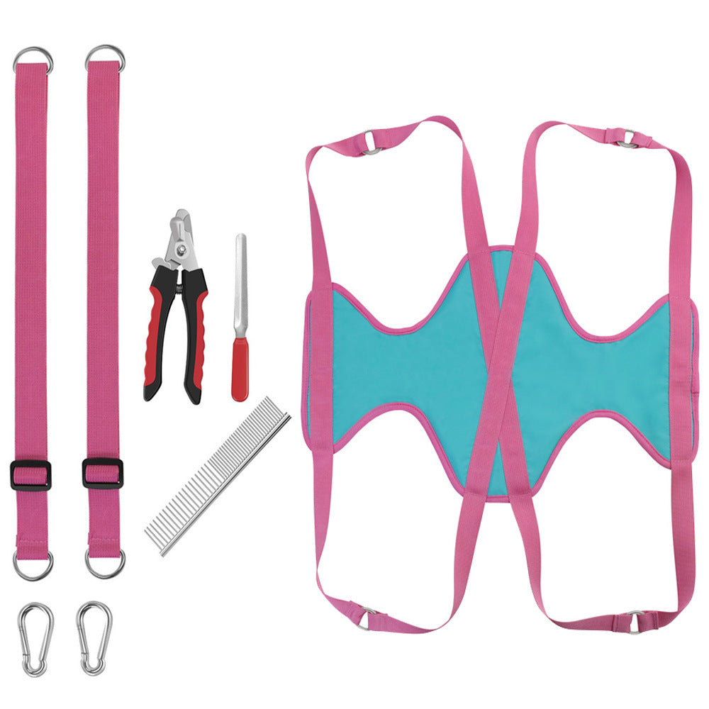 Pet Grooming Hammock with Nail Clippers and Trimmer
