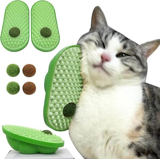 Catnip Toys Balls That Stick On Wall Pet Massage Brush Cat Toy Ball Catnip Wall Balls For Cats Lick Cat Face Scratchers Cat Self Groomer For Indoor Cats Cat Corner Brush Wall