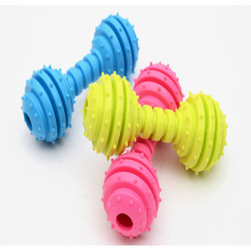 TPR Rubber Barbell Pet Toy with Spiked Ring – Durable and Fun Bite Toy for Pets