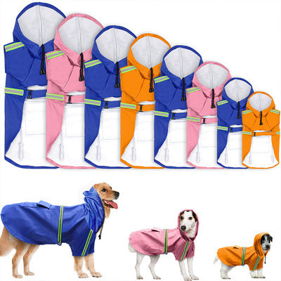 Spring and Summer New Dog Raincoat Waterproof Reflective Cape for Large Dogs