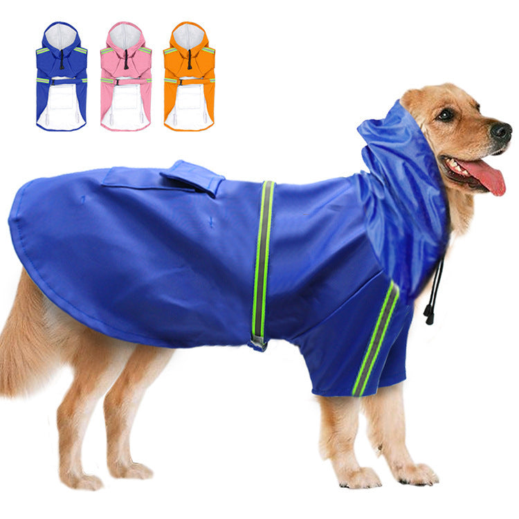Spring and Summer New Dog Raincoat Waterproof Reflective Cape for Large Dogs