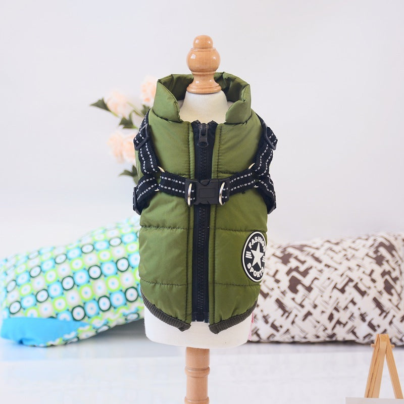 Waterproof Winter Dog Jacket with Built-in Harness for Cold Weather