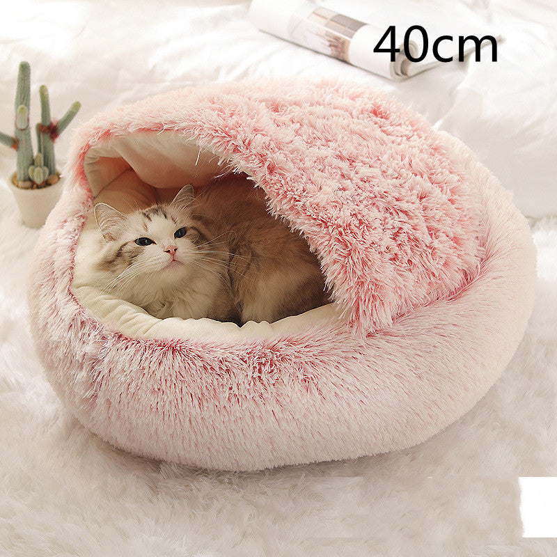 Plush Round Dog and Cat Bed for Winter Comfort