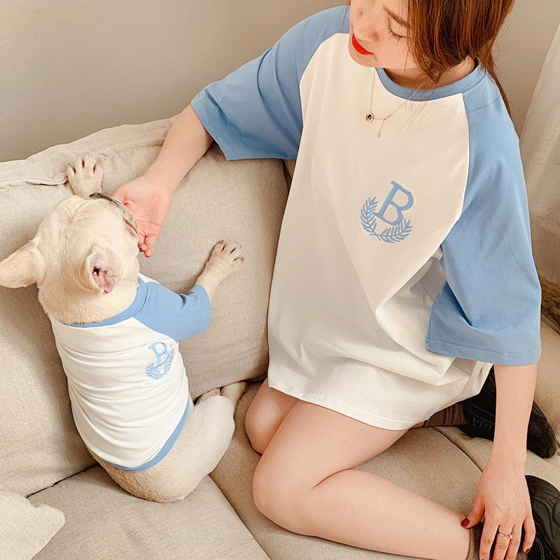 Parent-Child Dog Clothing Casual Short Sleeve Matching Set