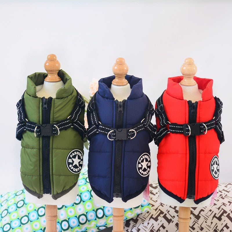 Waterproof Winter Dog Jacket with Built-in Harness for Cold Weather