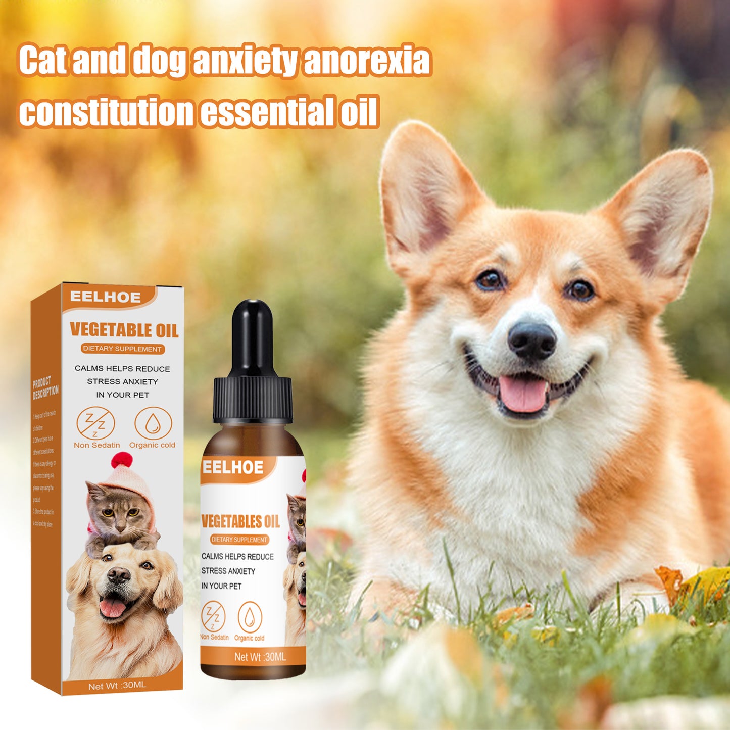 Cat & Dog Care Essence, Hemp Seed Oil Health Enhancement Care Essence, Relieves Dog Anxiety