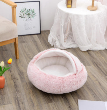 Plush Round Dog and Cat Bed for Winter Comfort