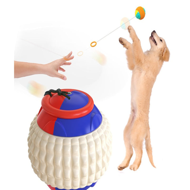 Pet Draw Rope Hand Throwing Ball ABS Grinding Teeth Resistant Chew Dog Training Ball