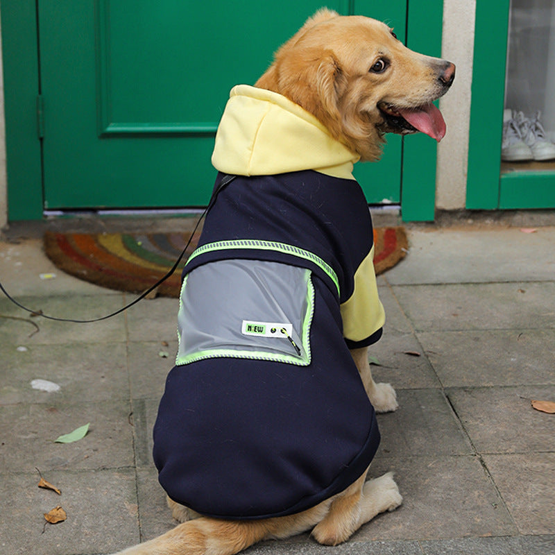 Large Dog Winter Sweater with Transparent Pocket Casual Wear