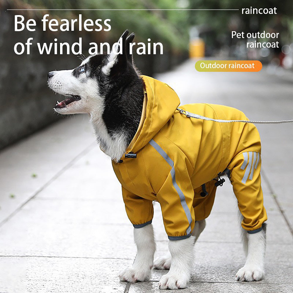 Waterproof Dog Raincoat with Reflective Straps and Hood for Small and Medium Dogs