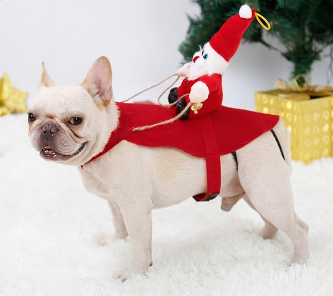 Santa Claus Riding Deer Christmas Dog Outfit