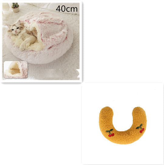 Plush Round Dog and Cat Bed for Winter Comfort