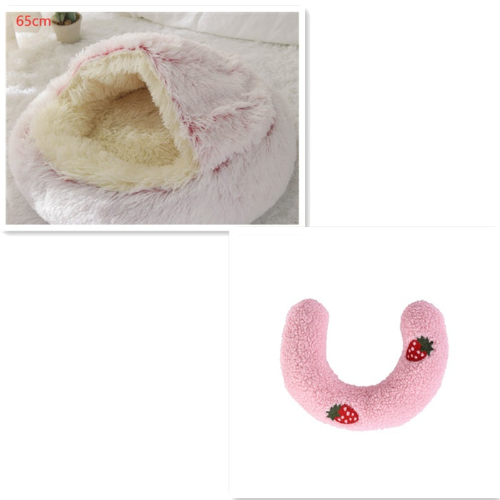 Plush Round Dog and Cat Bed for Winter Comfort
