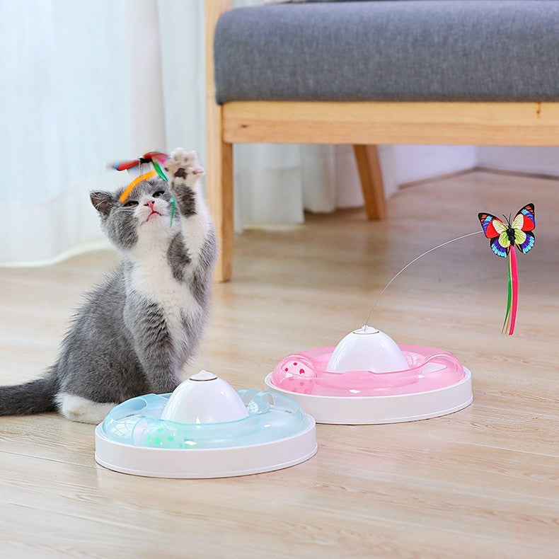 Butterfly toy funny cat stick cat turntable