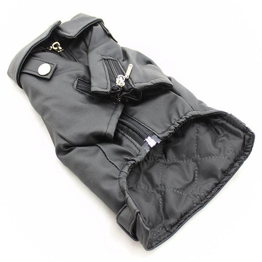 Puppy Leather Dog Coat – Stylish Chocolate Black Jacket for Your Furry Trio