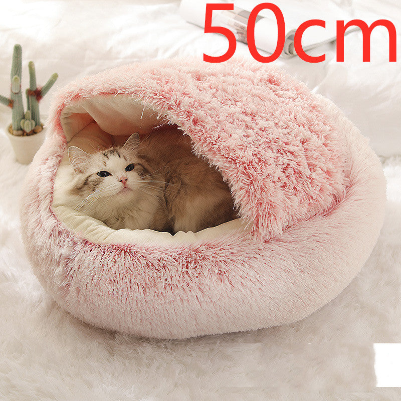 Plush Round Dog and Cat Bed for Winter Comfort