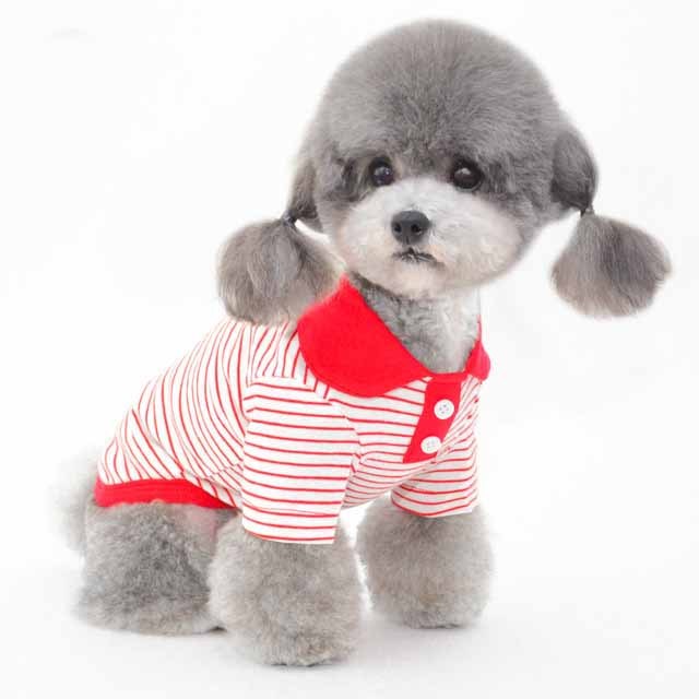 Striped Polo Shirt for Pets Comfortable Cotton Dog Shirt for Casual Wear