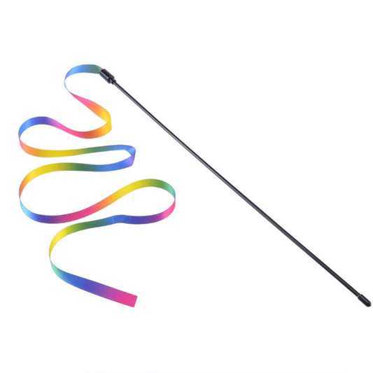 Rainbow ribbon cat stick