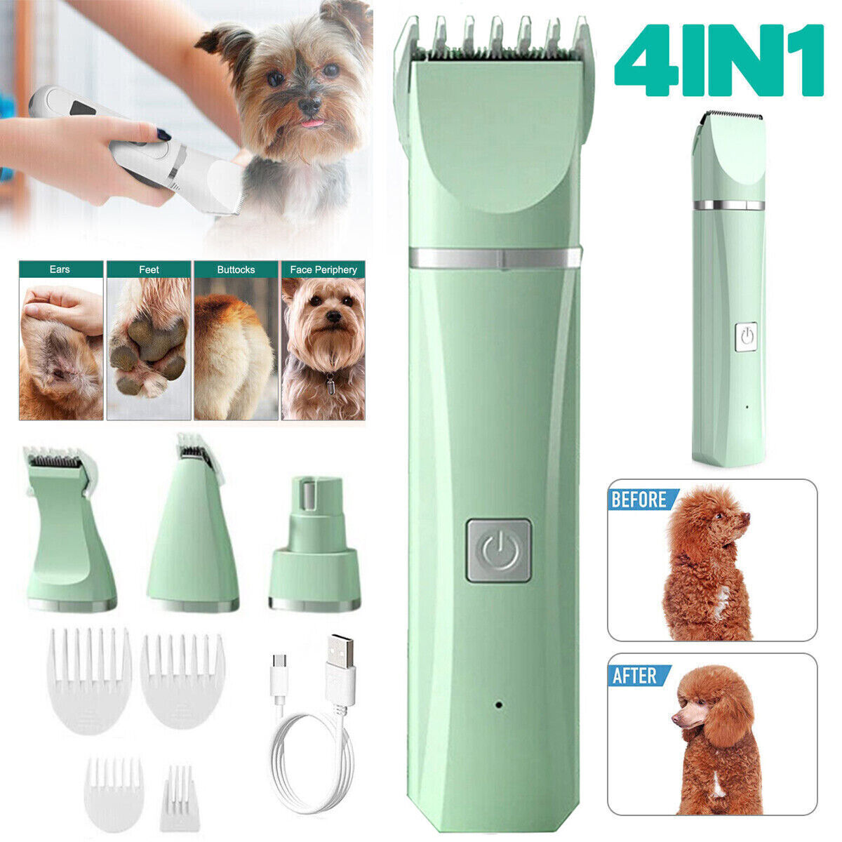 Cordless Pet Grooming Clippers with Multiple Attachments