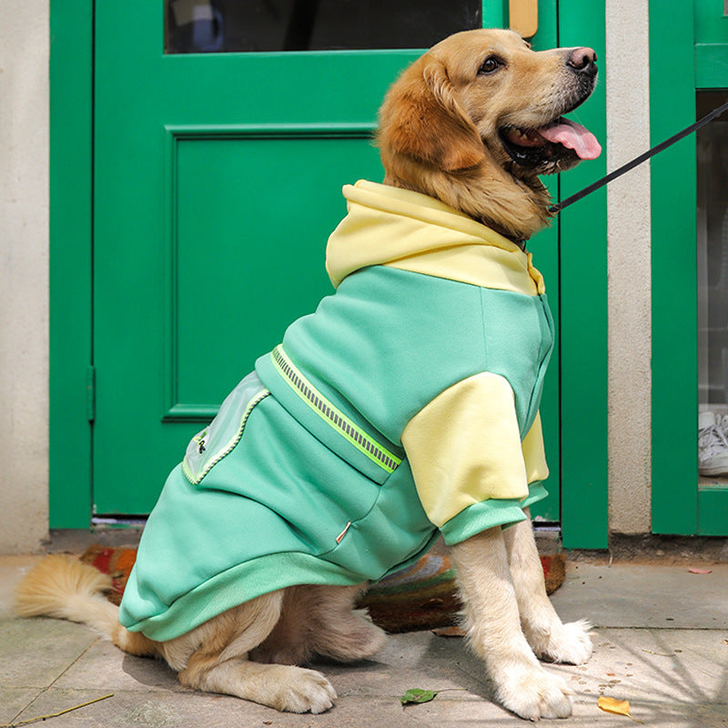Large Dog Winter Sweater with Transparent Pocket Casual Wear
