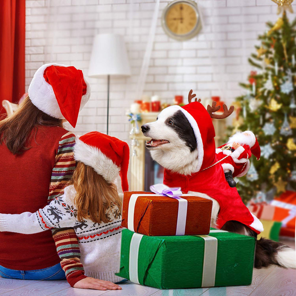 Santa Claus Riding Deer Christmas Dog Outfit