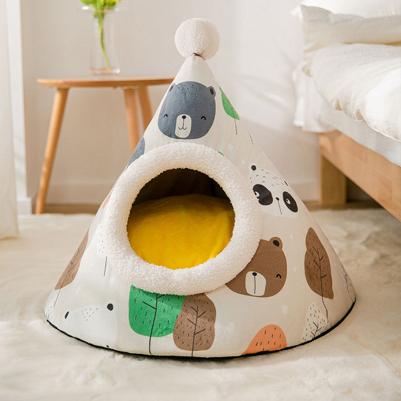 Triangle Yurt Cat Litter Enclosed Pet Nest for Cats