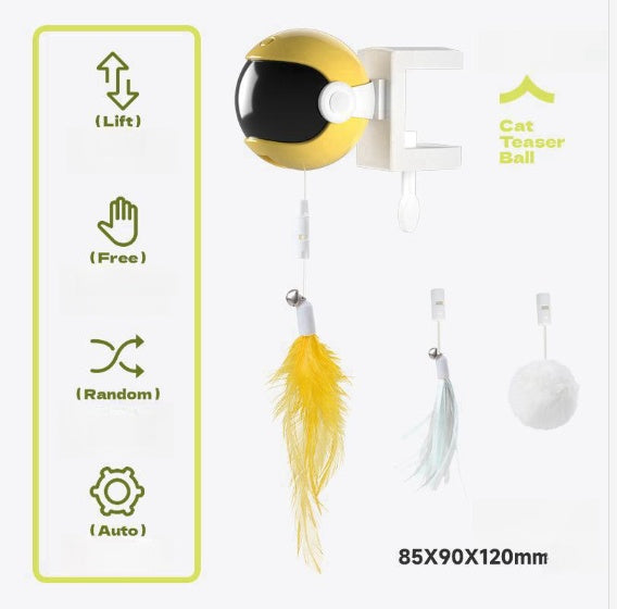 Automatic Lifting Ball Electric Cat Toy – Interactive Play with Feather & Bell