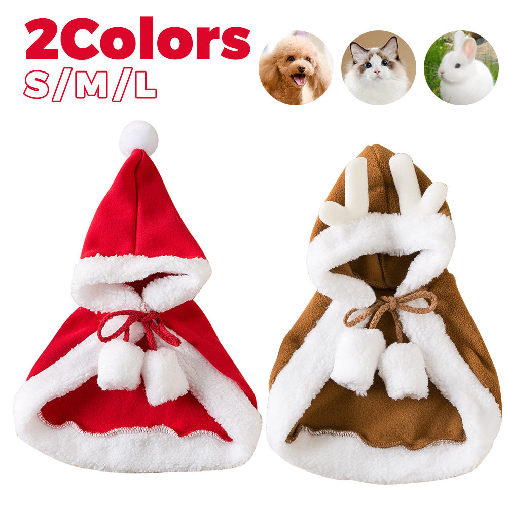 Christmas Pet Costume Santa Cape With Hat