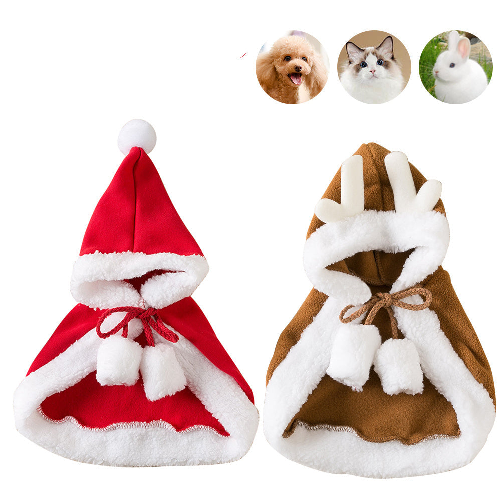 Christmas Pet Costume Santa Cape With Hat