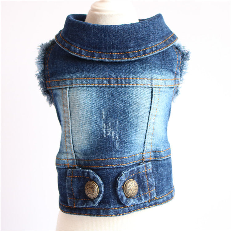 Designer Dog Denim Jacket Vest Coat for Small Dogs and Puppies