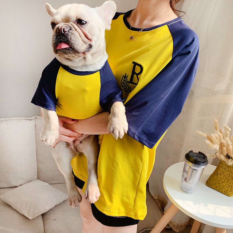 Parent-Child Dog Clothing Casual Short Sleeve Matching Set