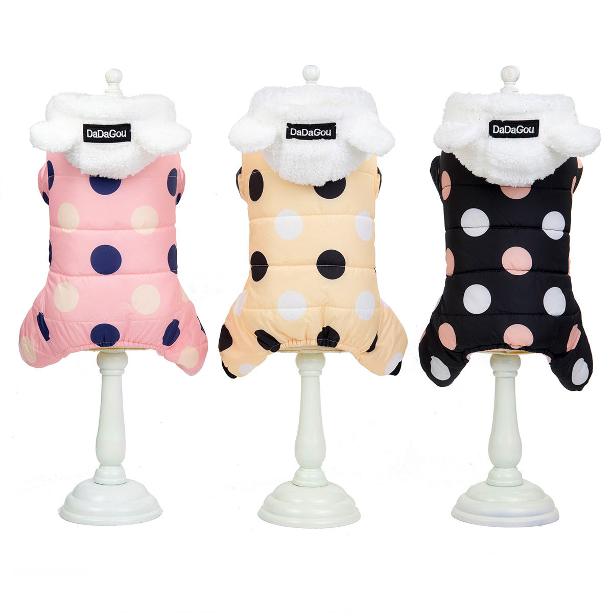 Warm Cotton Four-Legged Pet Coat Polka Dot Design for Winter