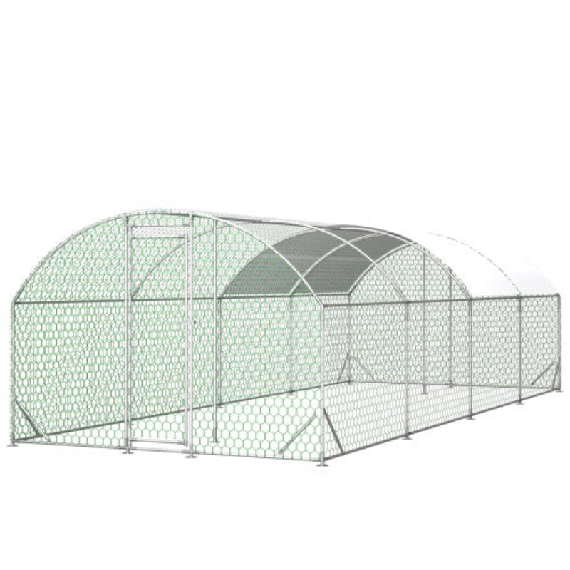 26'x9'x6' Large Metal Chicken Coop with Waterproof Cover